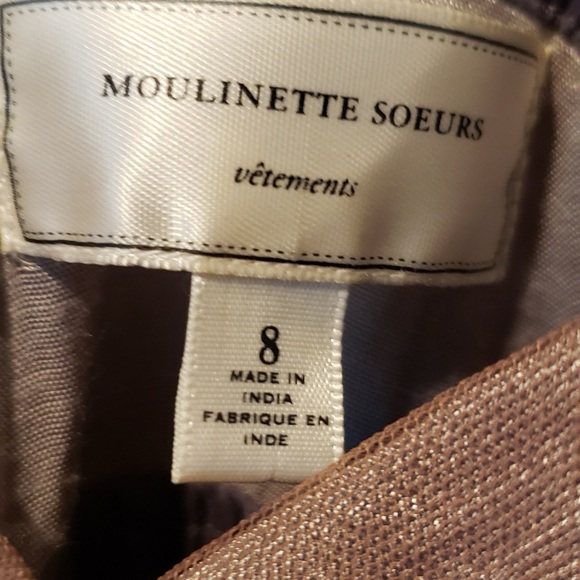 Anthropologie Elegant Brown Satin Dress with Floral Detail Size 8 - Picture 9 of 9